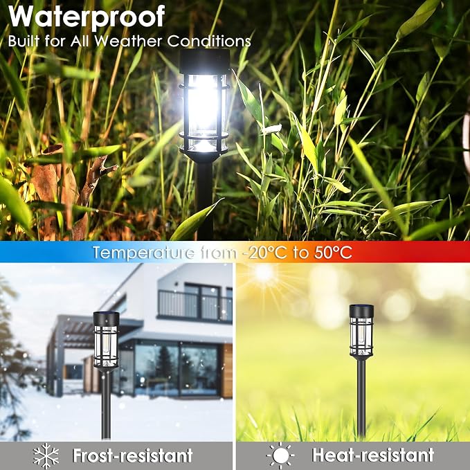 Mancra Solar Pathway Lights Outdoor, 8 Pack Metal Glass Solar Lights Outdoor - Image 5
