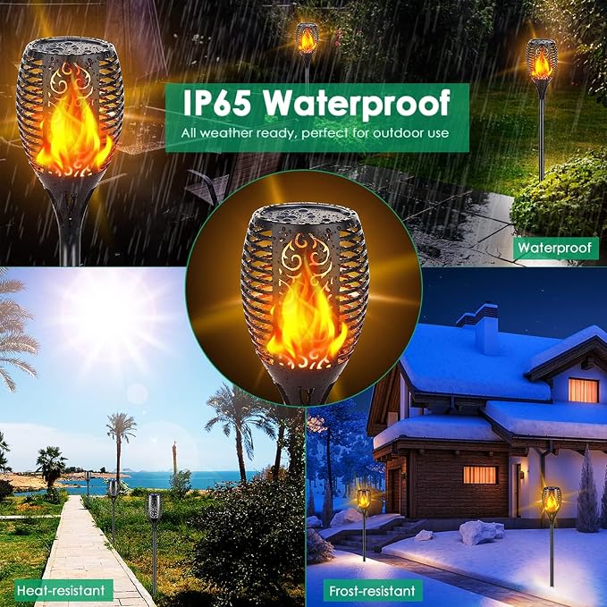 TomCare Solar Lights Outdoor 99 LED Higher & Larger Flickering Flame Solar - Image 7