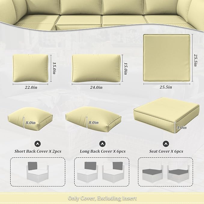 14 Pcs Outdoor Cushion Slipcovers Outdoor Patio Cushion Covers Replacement - Image 2