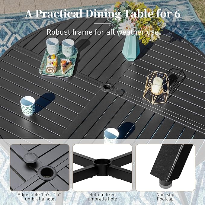 Patio Dining Set 7 Piece, 6 x Woven Rattan Swivel Chairs - Image 6