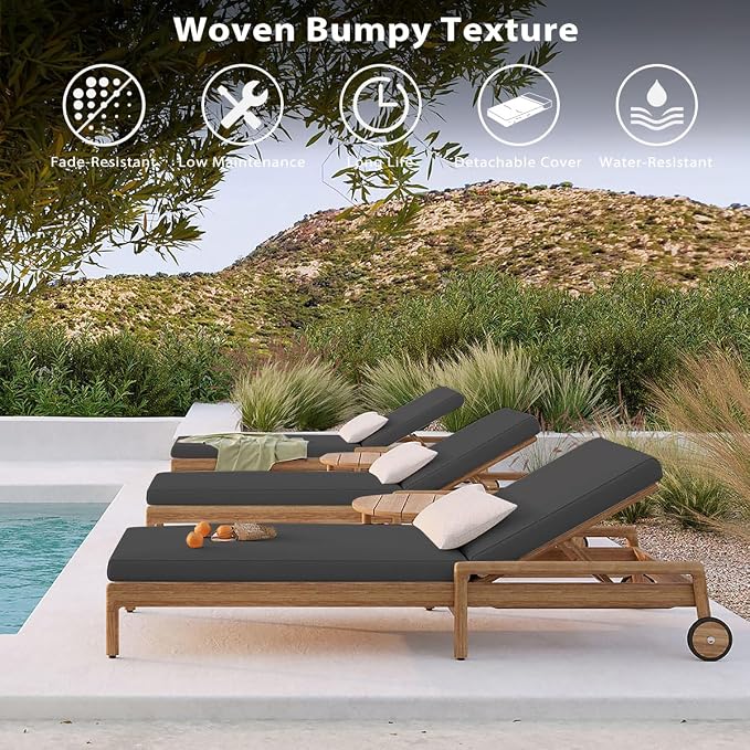 Sundale Outdoor Olefin Chaise Lounge Cushion Set of 2, Water-Resistant Patio - Image 7
