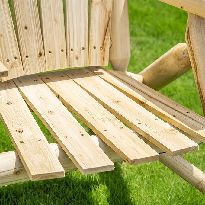 Outsunny 2-Seat Wooden Adirondack Chair, Patio Bench - Image 8