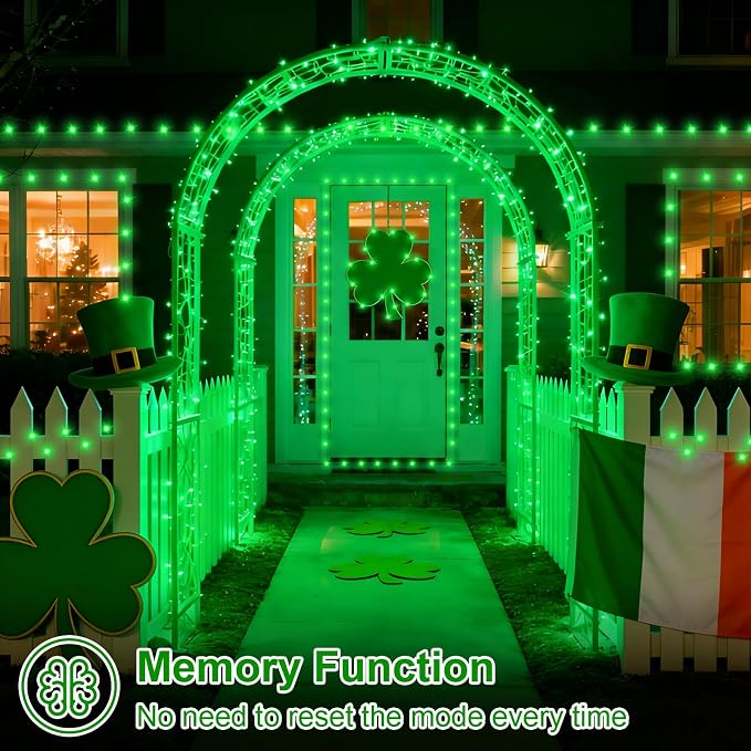 QITONG 4 Pack Solar St. Patricks Fairy Lights, Each 33ft 100 LED Green - Image 6