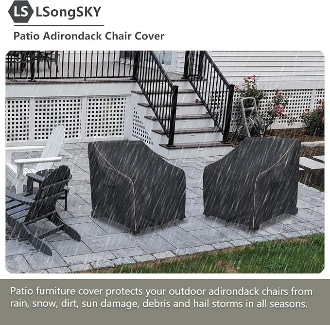 Patio Adirondack Chair Cover 2 Pack, Waterproof Heavy Duty Outdoor Chair Covers - Image 5