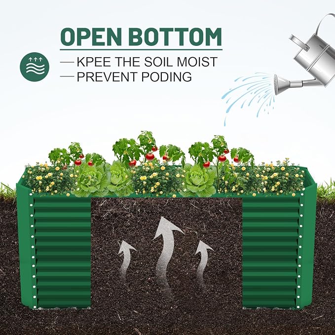 Land Guard 6x3x3ft Rectangular Galvanized Raised Garden Beds, Large-Capacity - Image 5
