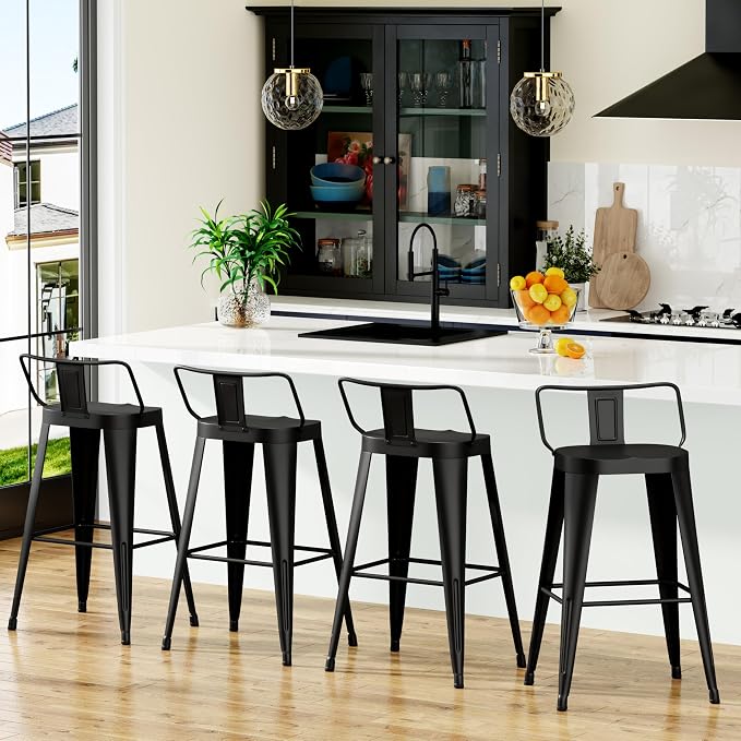 Aklaus Metal Bar Stools Set of 4 Counter Height Bar Stools - Image 9