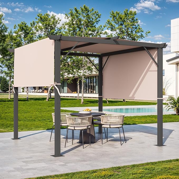 MELLCOM Outdoor Pergola 10x10 Ft, Metal Freestanding Shelter - Image 7