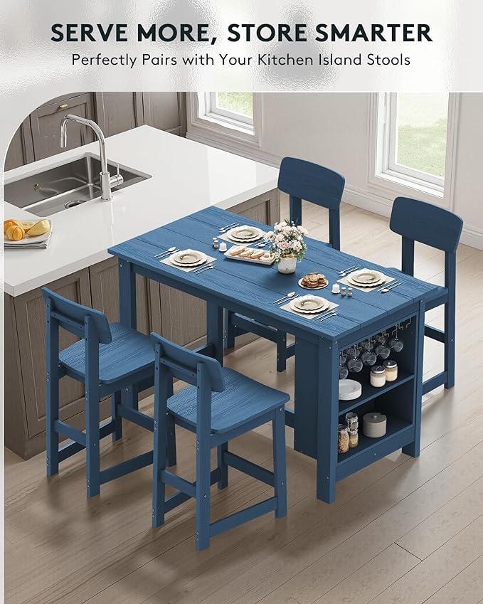 SERWALL Outdoor Bar Table, All Weather HDPE 36" Counter Height Dining Table - Image 7