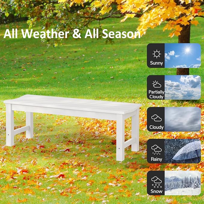 Outdoor Bench Set of 2, 2-Person Patio Backless Benches, HIPS Weatherproof - Image 4