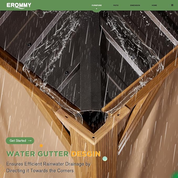 EROMMY 12'x22' Gazebo, Wooden Finish Coated Aluminum Frame Pergola - Image 3