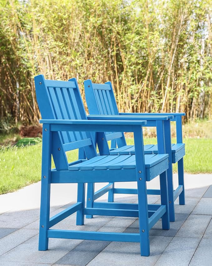 Patio Dining Chair Set of 2, HDPE Outdoor Dining Chair, Ergonomic HDPE Dining - Image 5