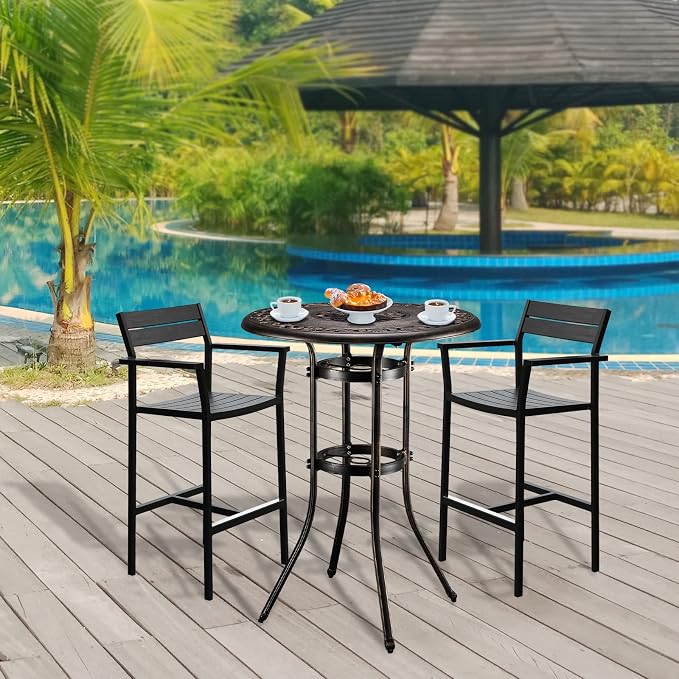 VINGLI 32" Outdoor Bar Table, Patio Bar Height Table - Image 2