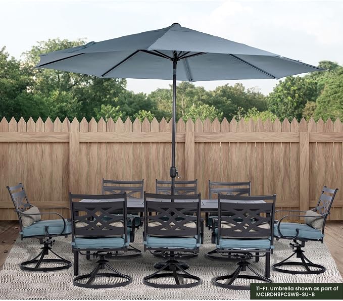Hanover Montclair 11' Market Outdoor Umbrella, All-Weather, Crank Lever - Image 2
