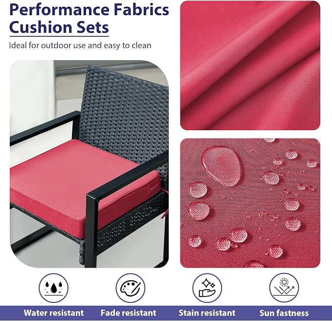 Outdoor Chair Cushions Set of 4, Waterproof Outdoor Seat Cushions - Image 3