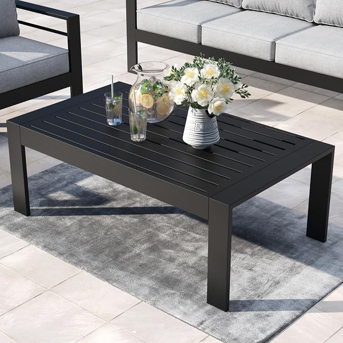 Outdoor Rectangle Patio Aluminum Coffee Tables - Image 7