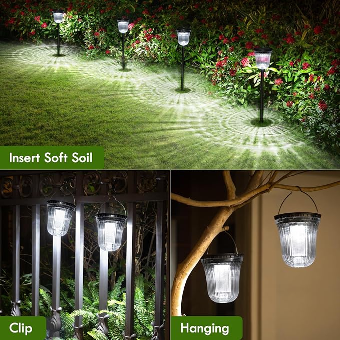Solar Lights Outside Waterproof, 6 Pack 200 Lumens Super Bright Solar Pathway - Image 3