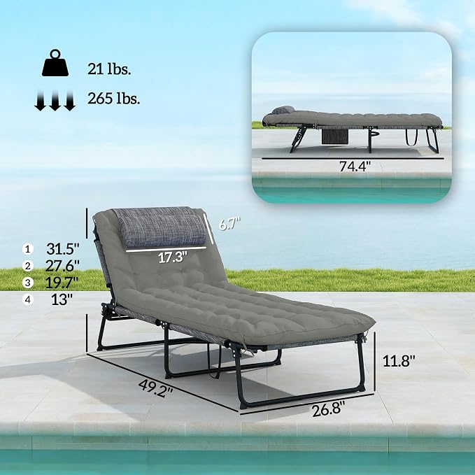 Outsunny Folding Chaise Lounge - Image 3