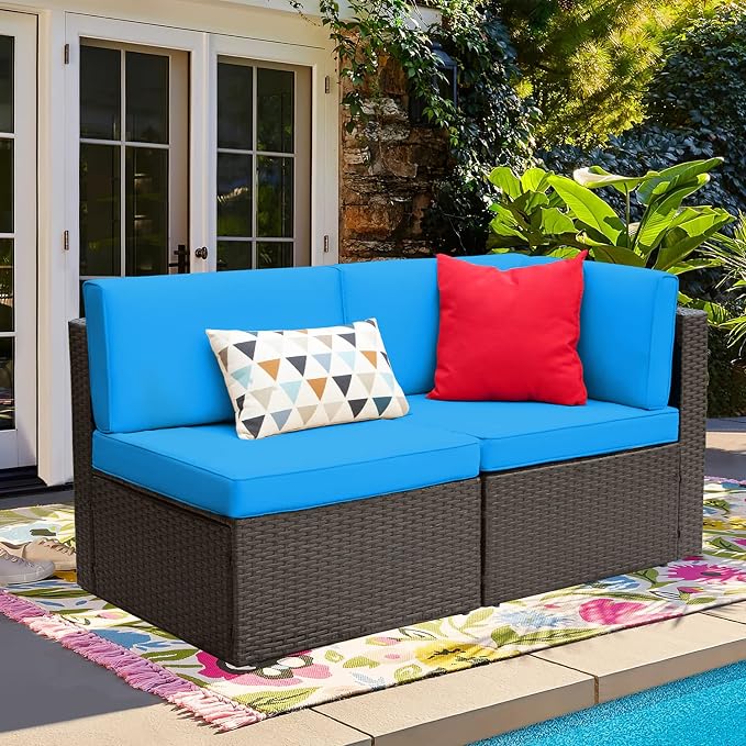 Devoko 2 Pieces Patio Furniture Sofa Sets Outdoor All Weather Sectional Corner by DEVOKO