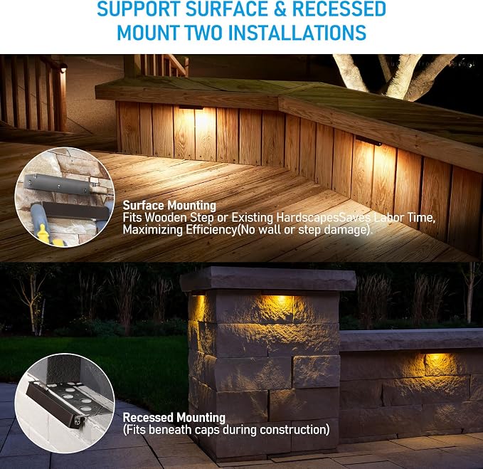 LEONLITE 8-Pack 7 Inch LED Hardscape Lighting, Update Retaining Wall Lights - Image 3
