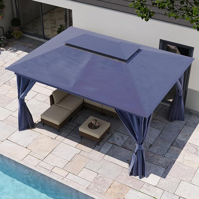 LAUSAINT HOME Semi-Permanent Outdoor Patio Gazebo 10'x13', Heavy Duty Party - Image 2