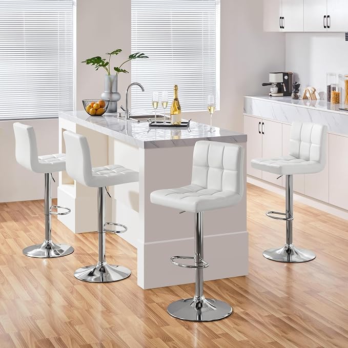 Yaheetech Bar Stools Set of 4, PU Leather Adjustable Swivel Barstools, Modern - Image 2
