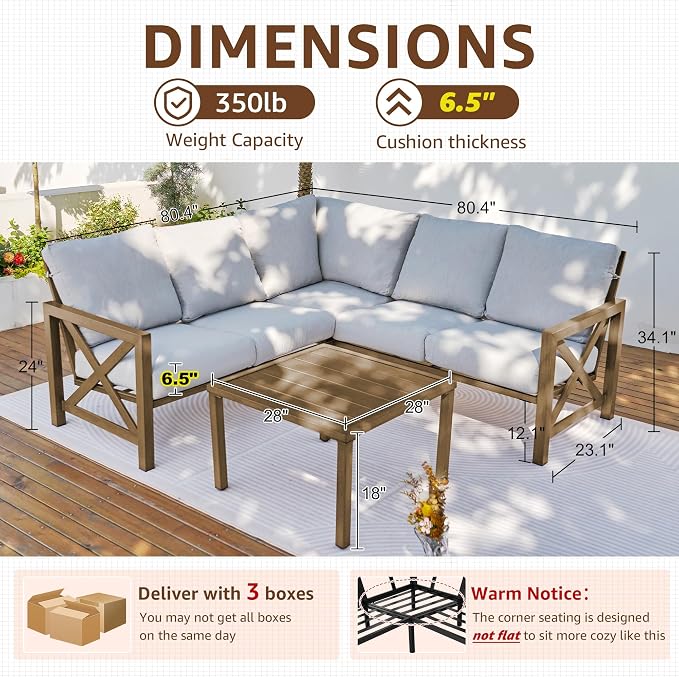 NATURAL EXPRESSIONS 6 Pieces Patio Furniture Sets, Sunbrella Outdoor Furniture - Image 7