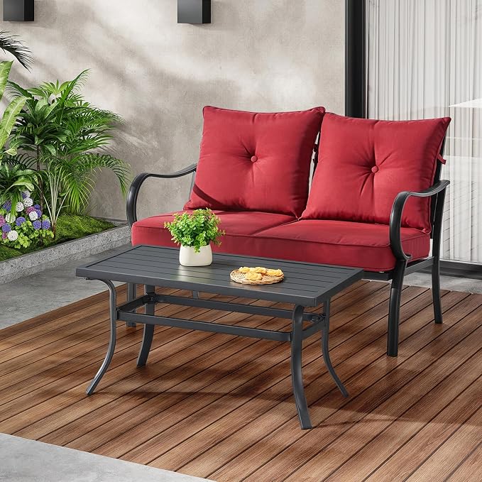 ONBRILL Small Metal Outdoor Coffee Side Table, Steel Coffee Tables - Image 2