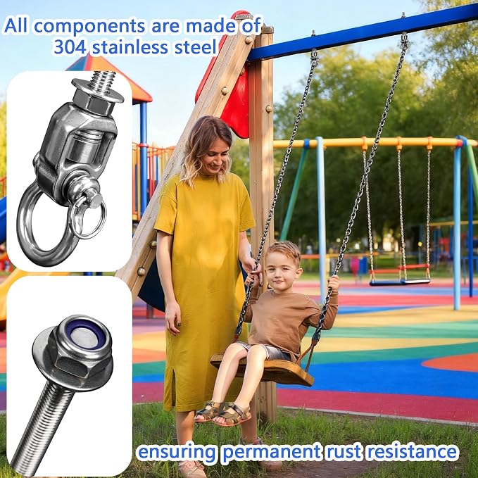 2 Heavy Duty Swing Hangers 360° Bearing Stainless Steel Swing Hooks 1000LBS - Image 2