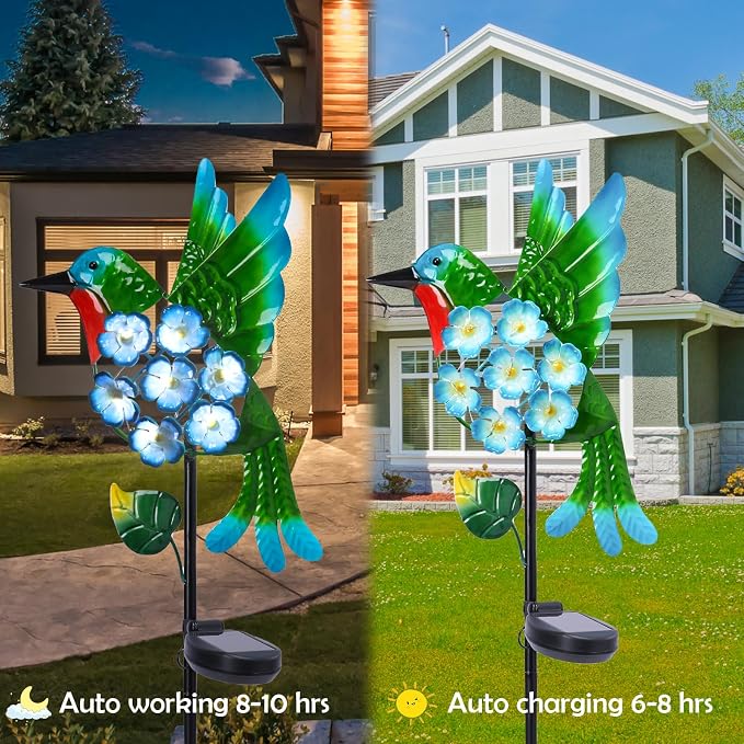 Solar Lights Outdoor Decorative Metal Solar Hummingbird Waterproof LED Metal - Image 6