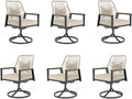 Patio Wicker Swivel Chair Sets of 6, Outdoor Dining Chairs by MIXPATIO