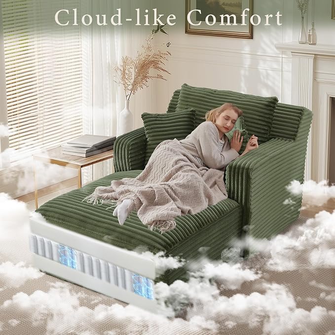 65.4" Chaise Lounge Chair Indoor, Oversized Boneless Couch Comfy Upholstered - Image 3