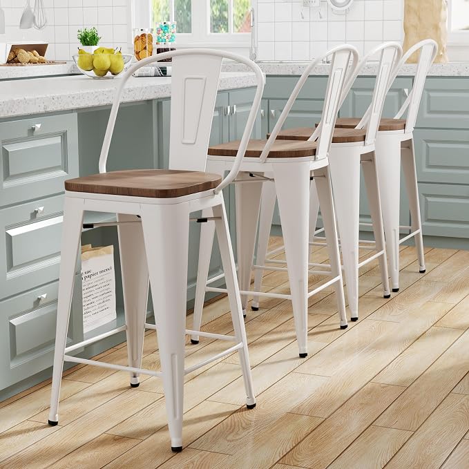Yongqiang 24" Bar Stools Set of 4 Modern Farmhouse Counter Height Bar Chairs - Image 3