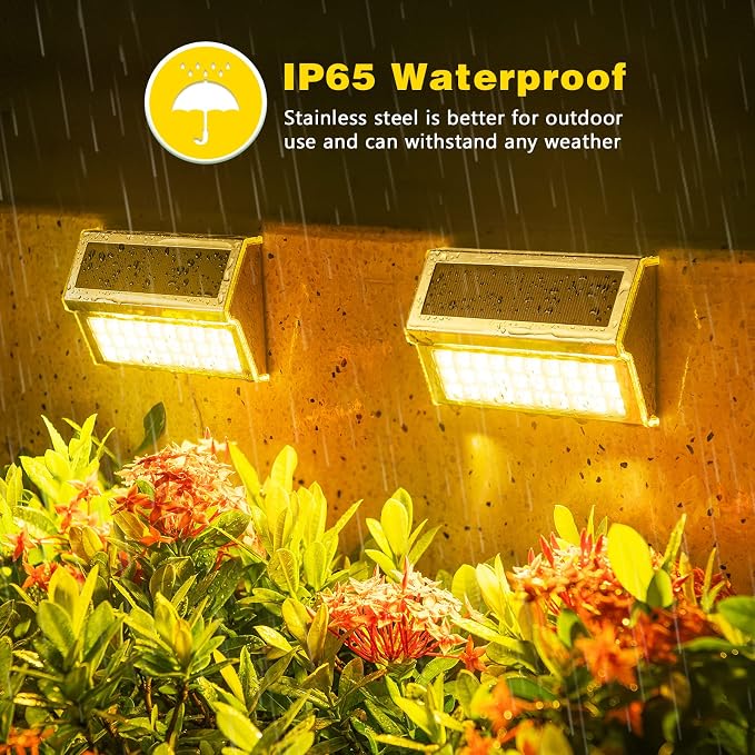 ROSHWEY Solar Deck Lights, 6 Pack 30 LED Stainless Steel Outdoor Deck Lights - Image 4