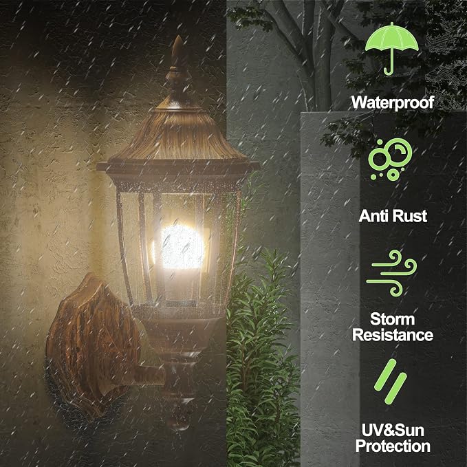 EMART Outdoor Porch Light, Brushed Gold, Anti-Corrosion Plastic Material - Image 4