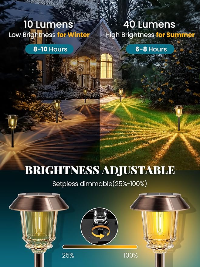 Solar Lights Outdoor Waterproof, 4 Pack Bronze Pathway Lights - Image 5