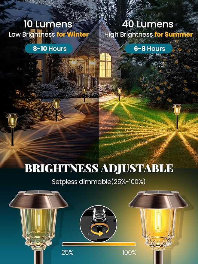 Solar Lights Outdoor Waterproof, 6 Pack Bronze Pathway Lights - Image 5