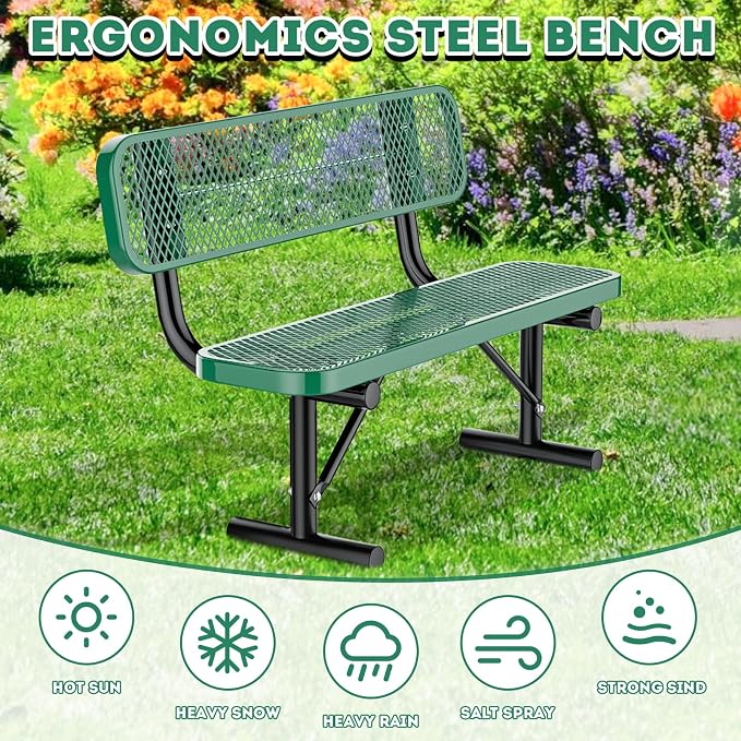 4FT/48INCH Heavy Duty Metal Park Bench - Image 5