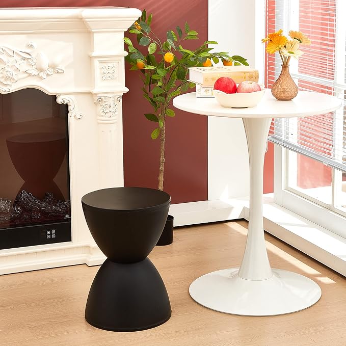 Leinuosen 16.73" H x 11.81" W Small Plastic Black Drum Side Table Plastic - Image 5