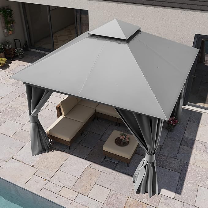 LAUSAINT HOME Semi-Permanent Outdoor Patio Gazebo 10'x10', Heavy Duty Party - Image 2