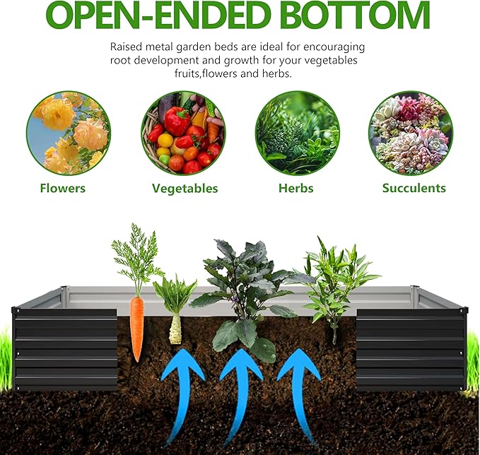 2PCS 9x3x1ft Galvanized Raised Garden Bed Kit, Galvanized Planter Raised Garden - Image 2
