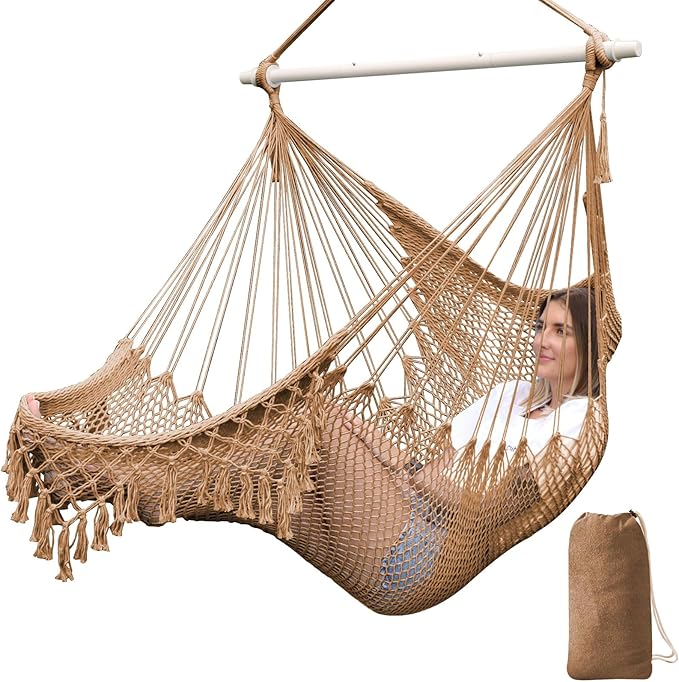 Chihee Hammock Chair Super Large Soft-Spun Cotton Rope Weaving Hanging Chair by Chihee