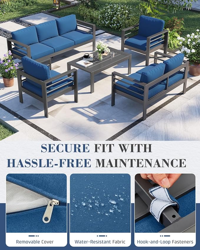 AECOJOY Aluminum Patio Furniture Set, 7 Seats Modern Outdoor Furniture - Image 4