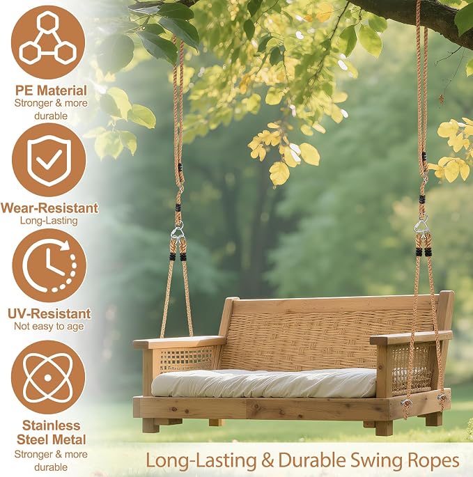 2 Pack Porch Swing Rope Kit Swing Bed Straps Holds 800 lbs Adjustable - Image 5