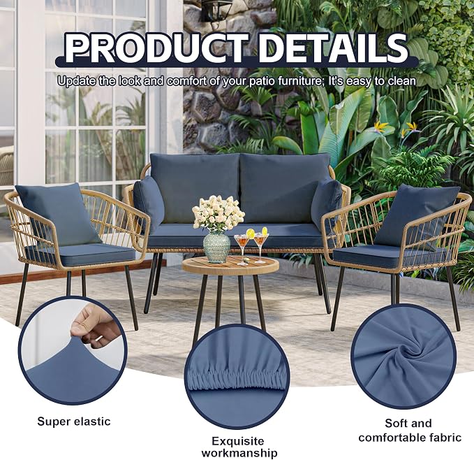 14Pcs Patio Cushion Covers, Outdoor Cushions Covers, Stretch Cushion Covers - Image 3