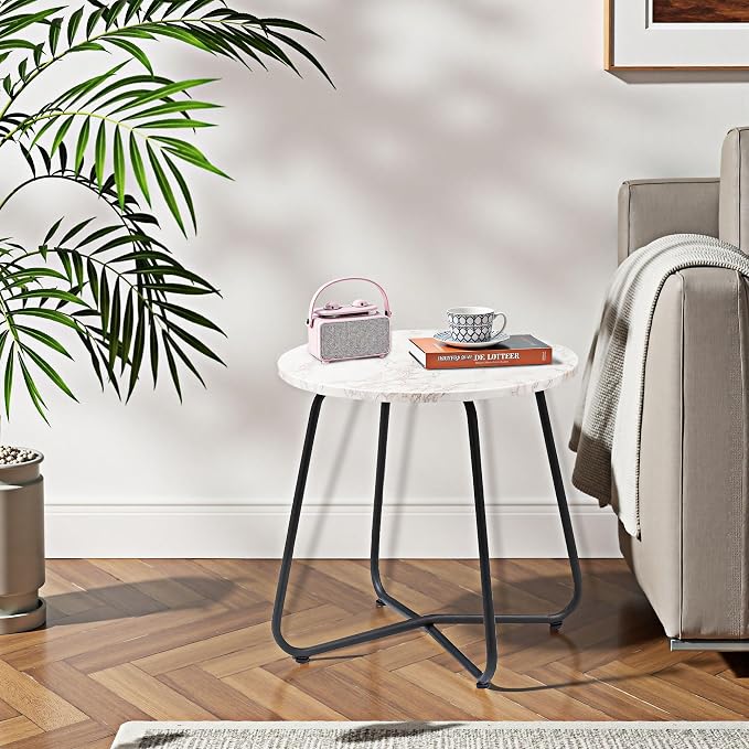 VECELO Outdoor Side Table, 17.7 inch Patio Small Round End Table, Waterproof - Image 2