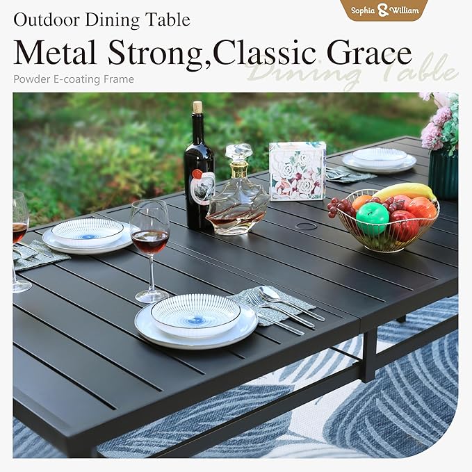 Sophia & William Patio Dining Set 9 Pieces, 8 Quick Dry Textilene Chairs and - Image 5