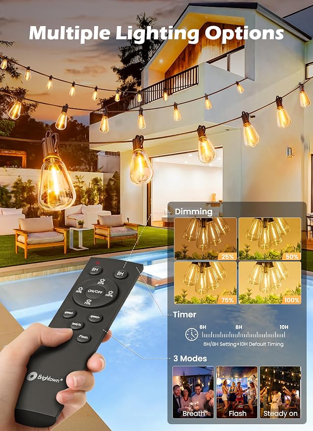 Brightown 58FT Solar String Lights Outdoor Waterproof - Image 6