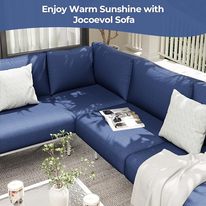Patio Furniture Set, 6 Pieces Outdoor Couch Sectional, L Shaped Patio Set - Image 5