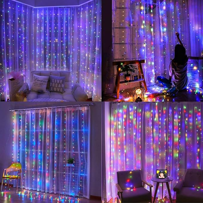 Dazzle Bright 300 LED Curtain String Lights, Christmas Fairy Lights - Image 4