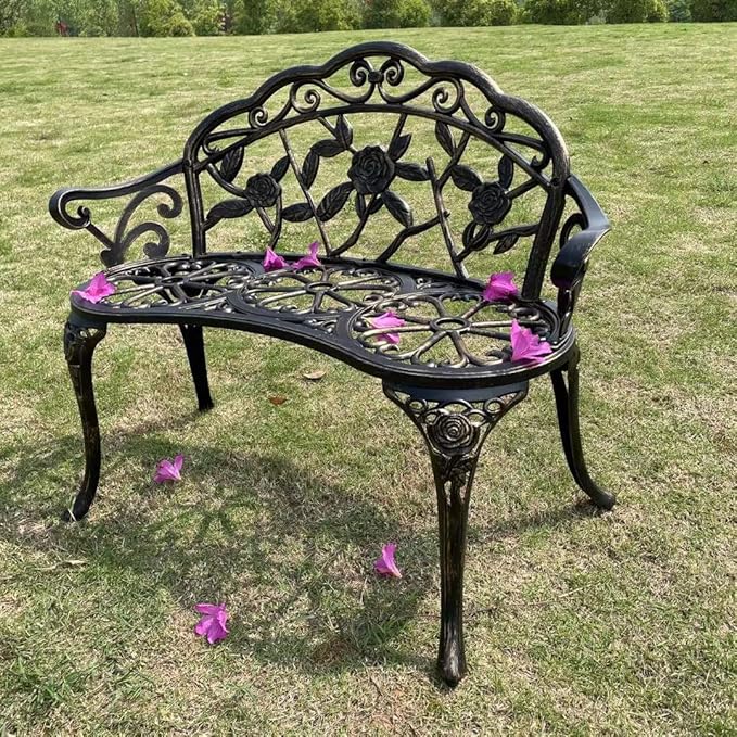 Mandolin Outdoor Park Garden Chair, All Chair Anti Rust Cast Aluminum Patio by Unknown
